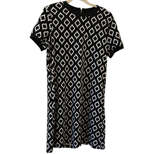 AB Studio Black and White Geometric Print Dress Size L excellent condition.